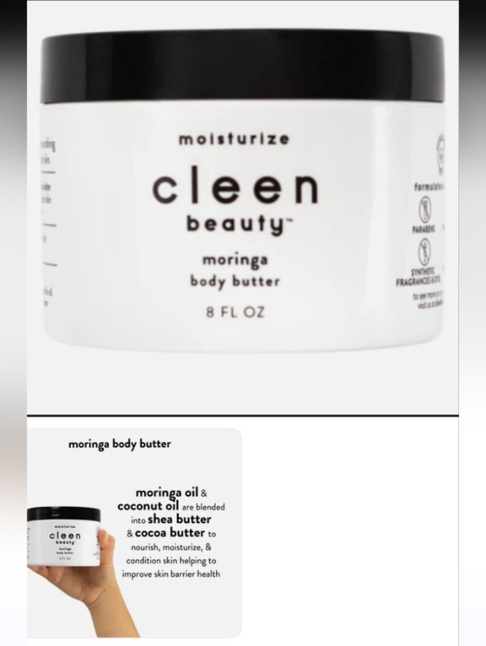 Cleen Beauty Moringa & Coconut Body Butter -SEALED